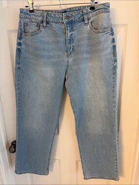 Express High Waisted Light Wash Wide Leg Ankle Jeans size 10